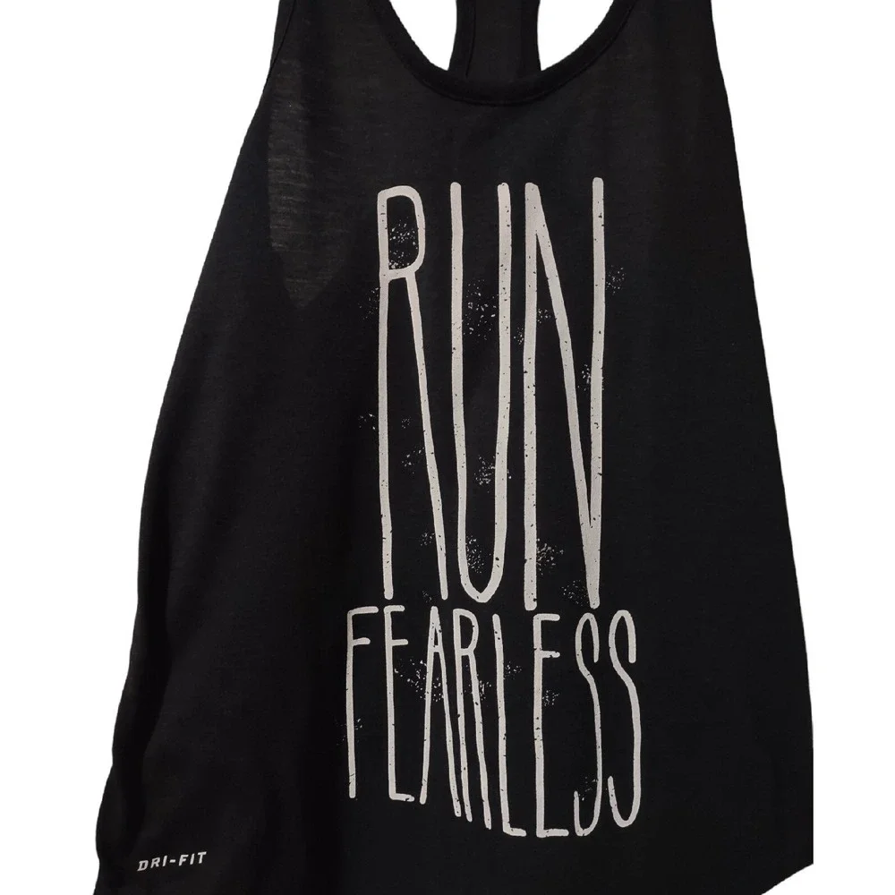 Nike The Nike Tee Dri-Fit‎ Women's Small Run Fearless Activewear Tank Black Logo